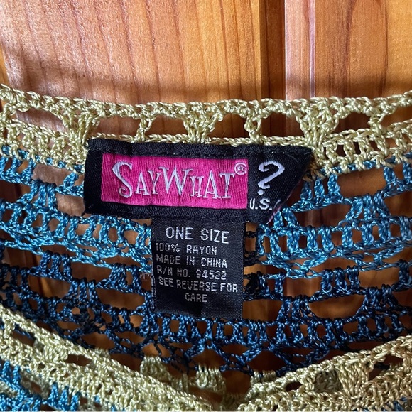 Say What? Blue‎ and Gold Camisole Shawl - Picture 3 of 5